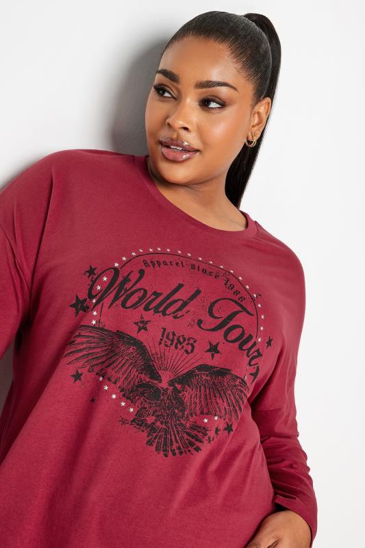 YOURS Plus Size Red 'World Tour' Slogan Print Top | Yours Clothing 4