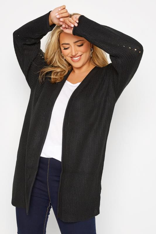 Plus Size  YOURS Curve Black Essential Knitted Cardigan