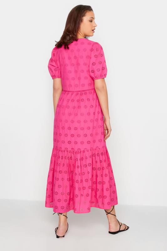 LTS Tall Women's Pink Broderie Tiered Dress | Long Tall Sally 3