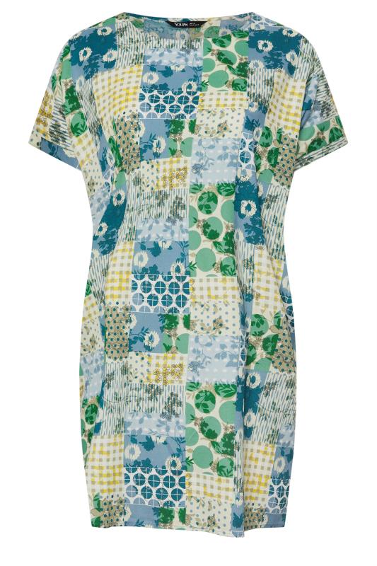 YOURS Plus Size Green Tile Print Tunic Dress | Yours Clothing 5