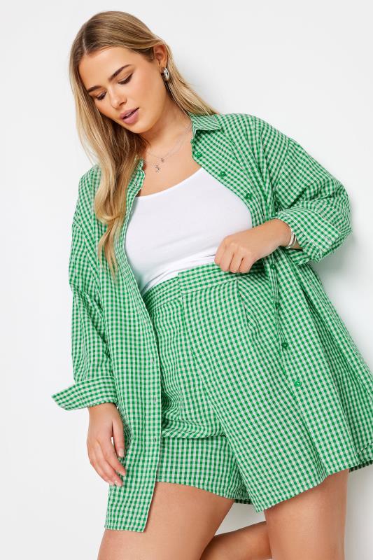 LIMITED COLLECTION Plus Size Green Gingham Check Shirt | Yours Clothing 2