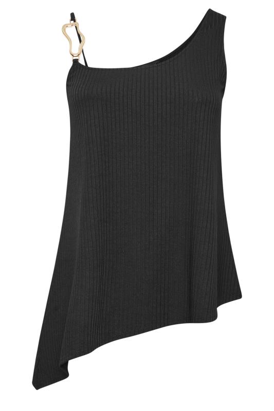 LIMITED COLLECTION Plus Size Black Metal Trim Ribbed Vest Top | Yours Clothing 5