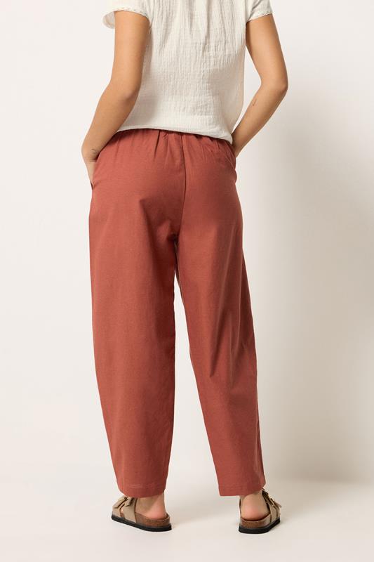 PixieGirl Petite Women's Red Linen Barrel Trousers | PixieGirl 4