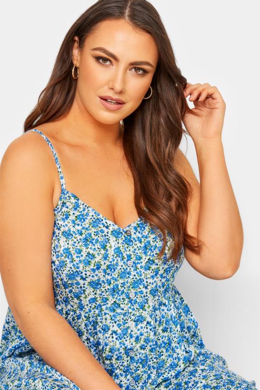 Blue Floral Peplum Cami Top | Yours Clothing 4