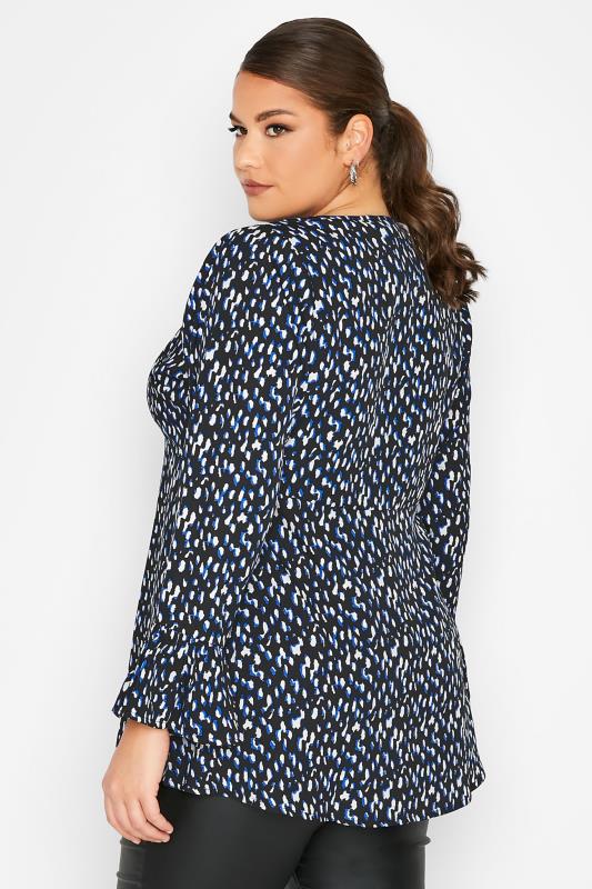 LIMITED COLLECTION Plus Size Curve Blue & White Dalmatian Print Blouse | Yours Clothing 3