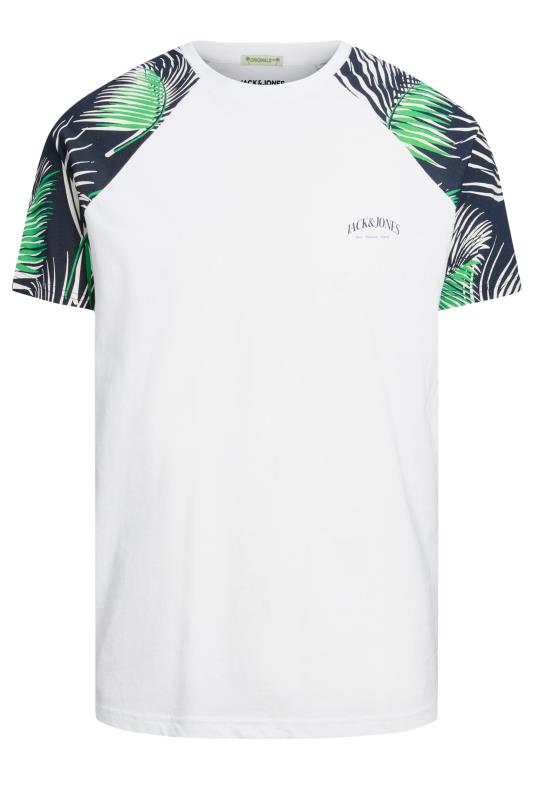 JACK & JONES Big & Tall White Contrast Sleeve T-Shirt | BadRhino 2