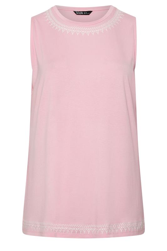 YOURS Plus Size Pink Embroidered Vest Top | Yours Clothing 5