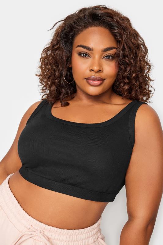 YOURS Plus Size 2 PACK Black Ribbed Crop Tops | Yours Clothing 5