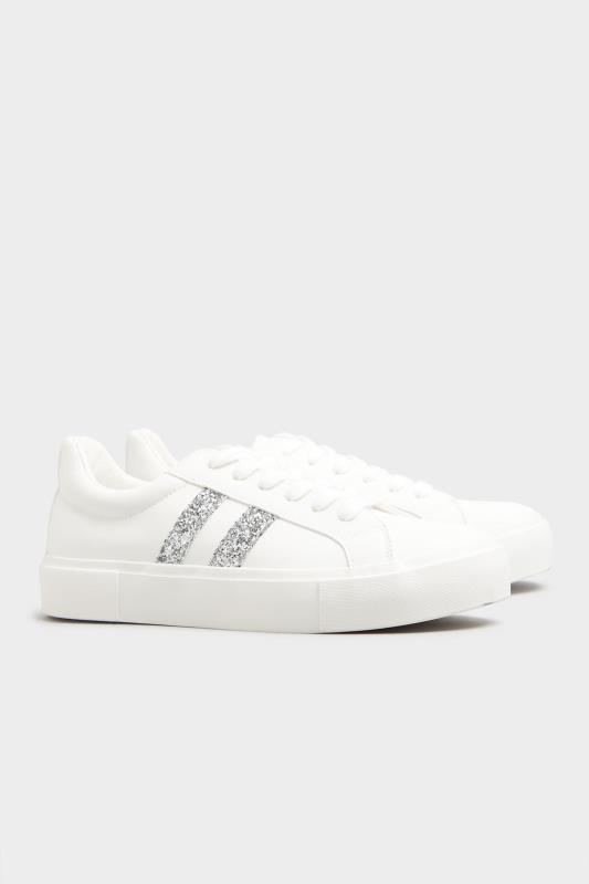 LIMITED COLLECTION White & Silver Stripe Flatform Trainers in Regular Fit_C.jpg