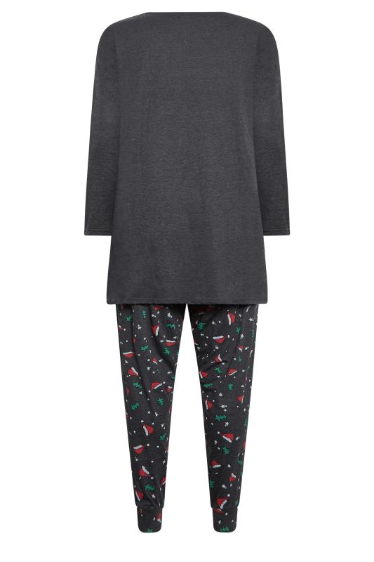 YOURS Curve Charcoal Grey ‘Pugs In Blankets’ Christmas Pyjama Set | Yours Clothing 9