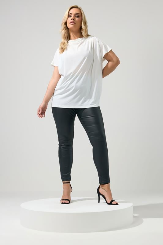 YOURS LONDON Plus Size White Pleated Shoulder Top | Yours Clothing 1