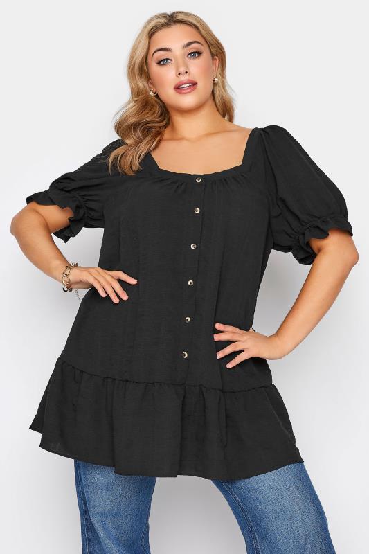 LIMITED COLLECTION Curve Black Puff Sleeve Tunic_A.jpg