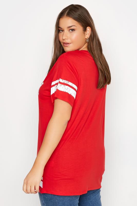 Curve Red 'New York' Logo Printed T-Shirt 3