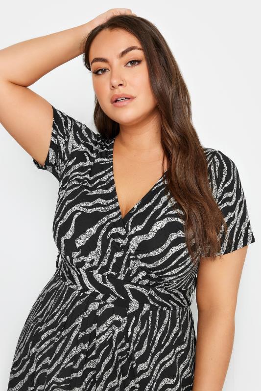 YOURS Plus Size Black Zebra Print Wrap Maxi Dress | Yours Clothing 4