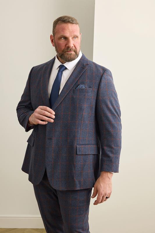  BadRhino Tailoring Big & Tall - Veste de costume à carreaux - Bleu et rouge