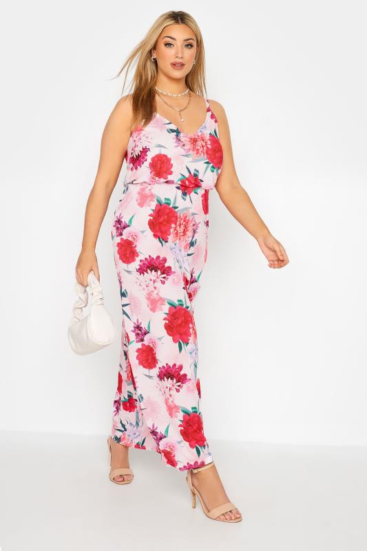 YOURS LONDON Plus Size Pink Floral Print Cami Maxi Dress | Yours London 2