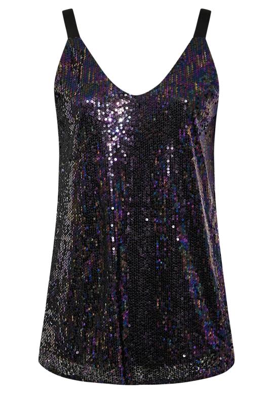YOURS LONDON Plus Size Black Sequin Embellished Cami Top | Yours Clothing 8