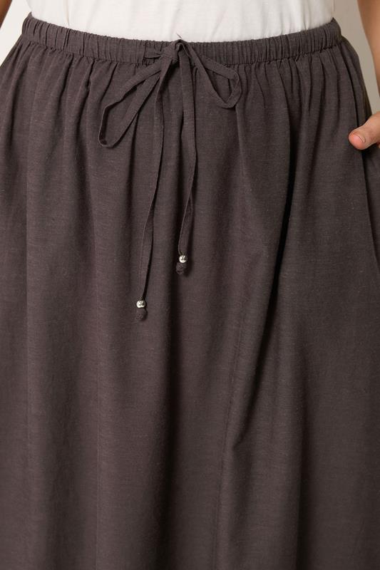 YOURS Plus Size Chocolate Brown Linen Maxi Skirt | Yours Clothing 4