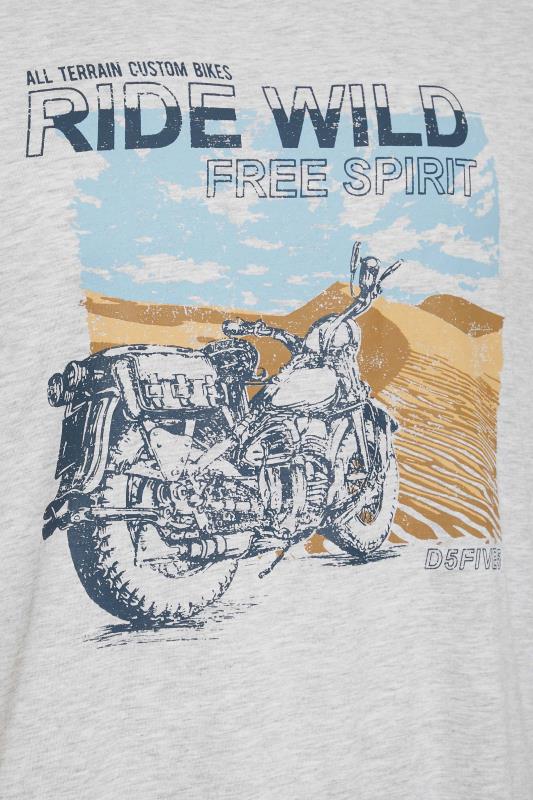 D555 Big & Tall White 'Ride Wild' Motorbike Printed T-Shirt | BadRhino 4