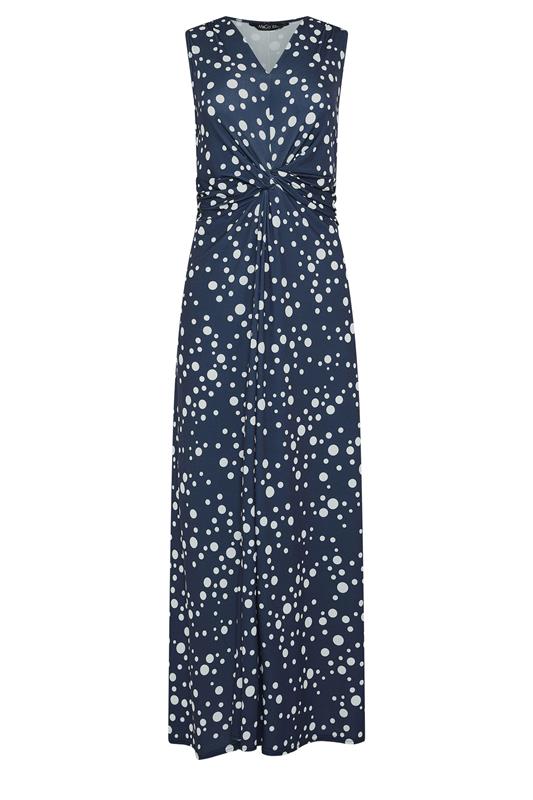 M&Co Navy Blue Polka Dot Twist Front Maxi Dress | M&Co 5