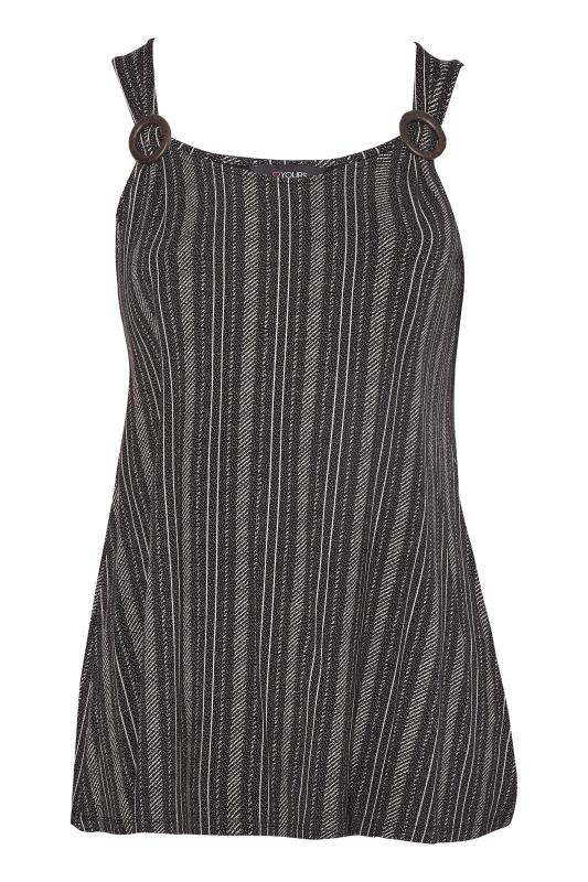 Plus Size Black Stripe Buckle Strap Vest Top | Yours Clothing  6