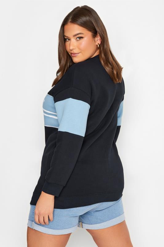 YOURS Curve Navy Blue 'NYC' Slogan Colour Block Sweatshirt | Yours Clothing  3