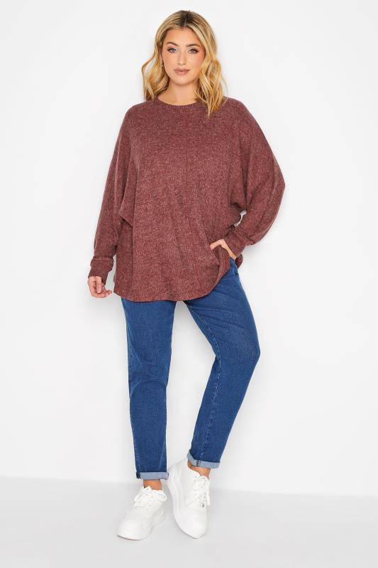 YOURS Plus Size Red Soft Touch Ribbed Top | Yours Clothing 2