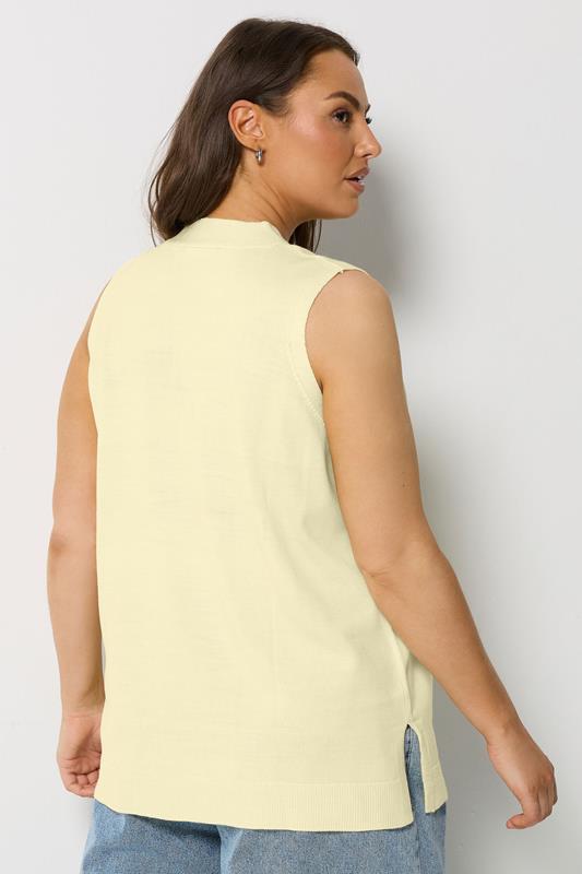 YOURS Plus Size Yellow Knitted Waistcoat | Yours Clothing 2
