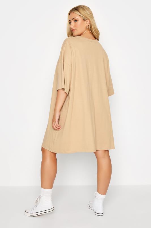 Curve Beige Brown Oversized Tunic T-Shirt 4