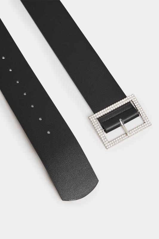 Black Diamante Buckle Wide Belt | Yours Clothing 4