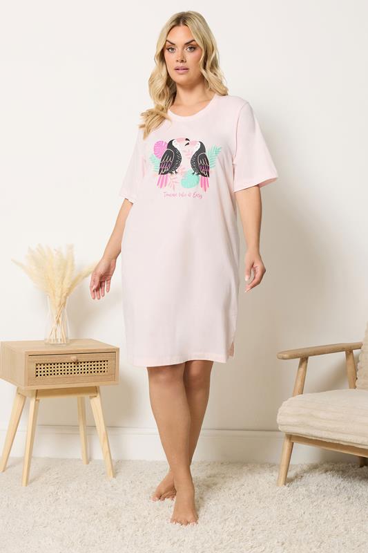 YOURS Plus Size Pink 'Toucan Take It Easy' Nightdress | Yours Clothing 1
