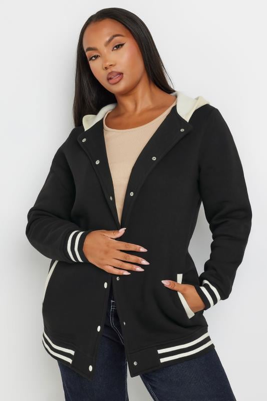 Plus Size  YOURS Curve Black Button Front Hooded Jacket