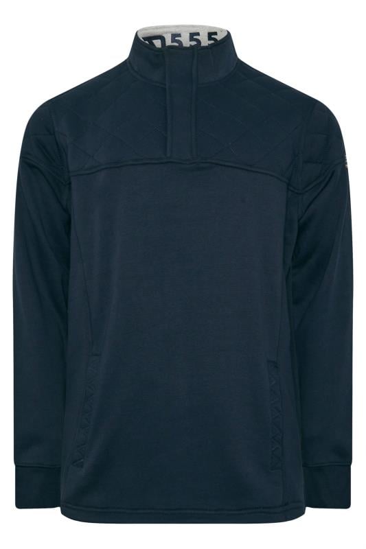 D555 Big & Tall Navy Quarter Zip Quilted Panel Sweatshirt | BadRhino 3