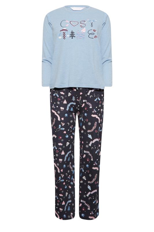 Petite Blue 'Cosy Time' Christmas Print Pyjama Set | PixieGirl 6