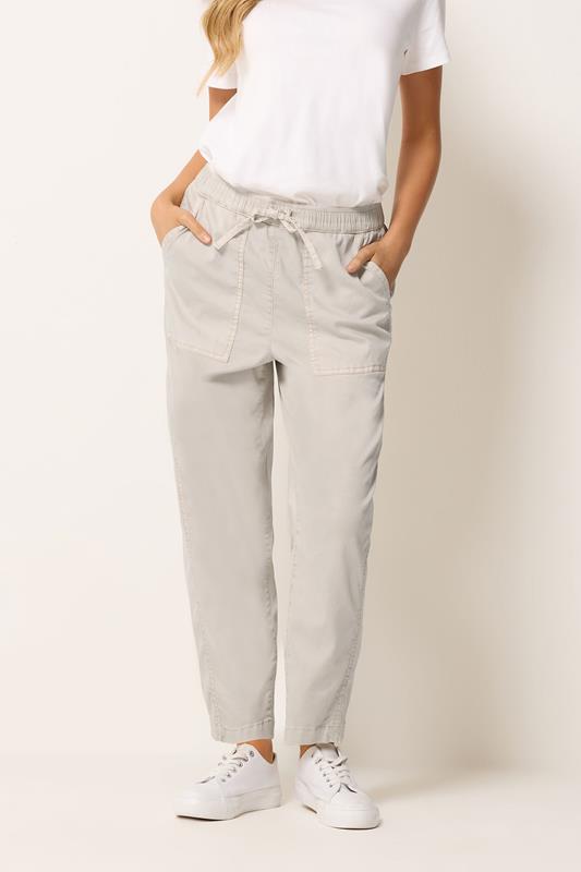 M&Co Natural Brown Tie Waist Barrel Trousers | M&Co 1