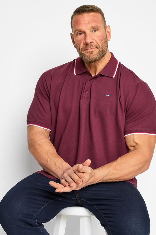 Men's  BadRhino Big & Tall Dark Red Essential Tipped Polo Shirt