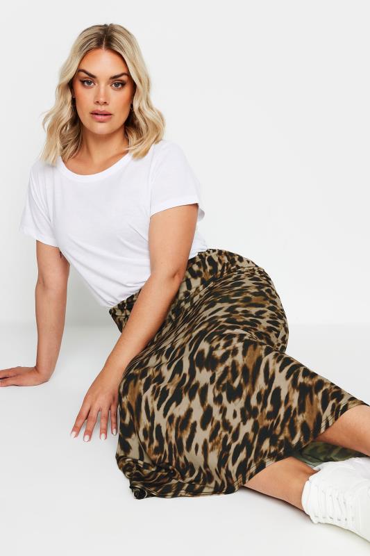 LIMITED COLLECTION Plus Size Natural Brown Leopard Print Maxi Skirt | Yours Clothing  2