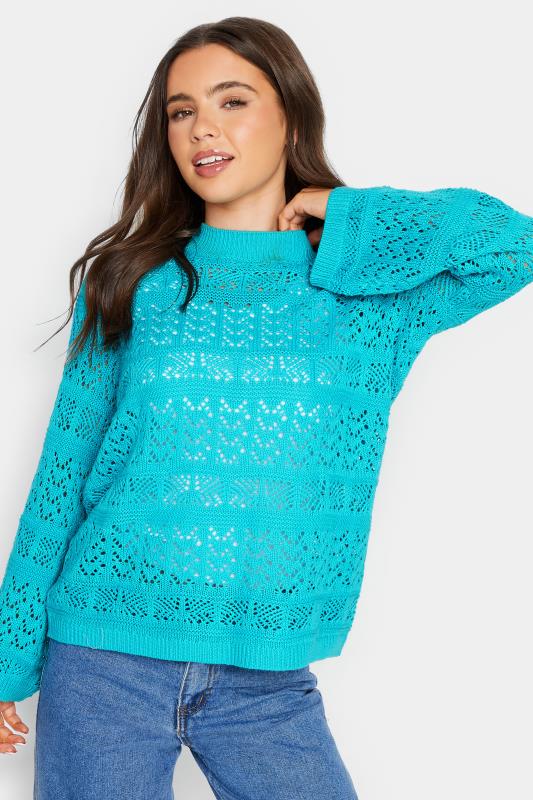 Petite Light Blue Crochet Top | PixieGirl 1