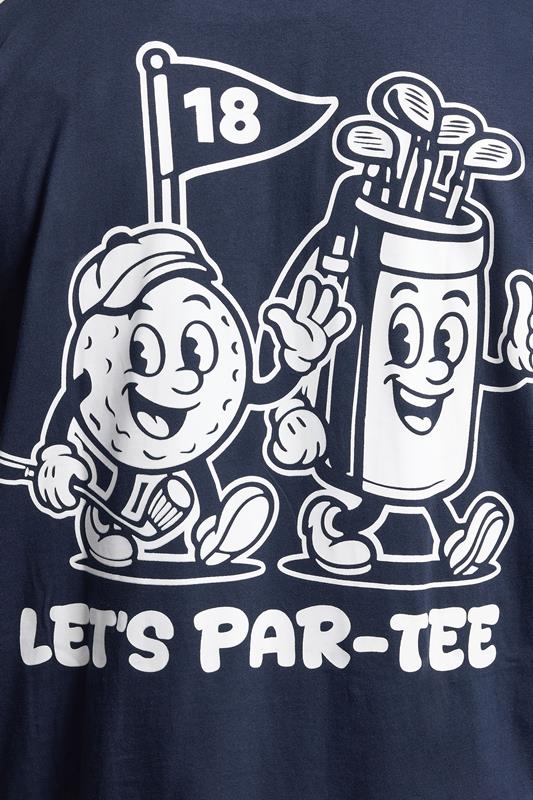 BadRhino Big & Tall Navy Blue Extra Long 'Cartoon Golf' Graphic T-Shirt | BadRhino 5