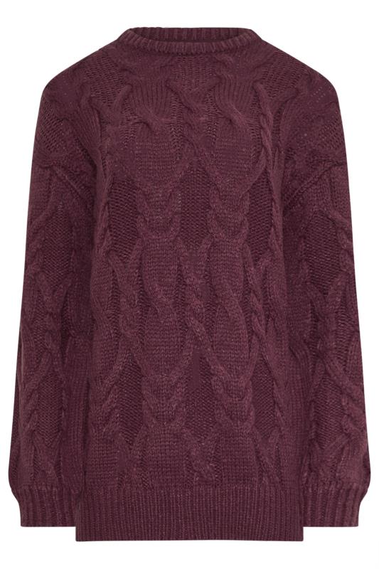 LTS Tall Women's Burgundy Red Cable Knit Jumper | Long Tall Sally 5