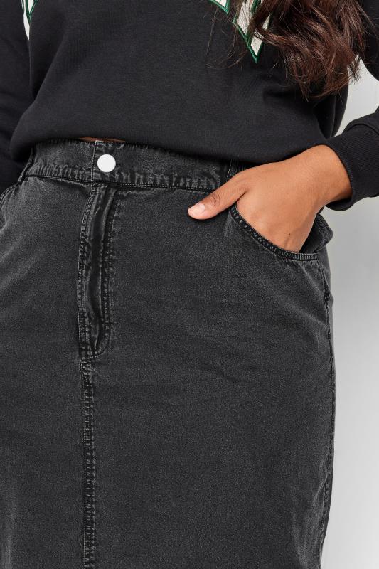 YOURS Curve Plus Size Black Acid Wash Midaxi Denim Skirt | Yours Clothing  4