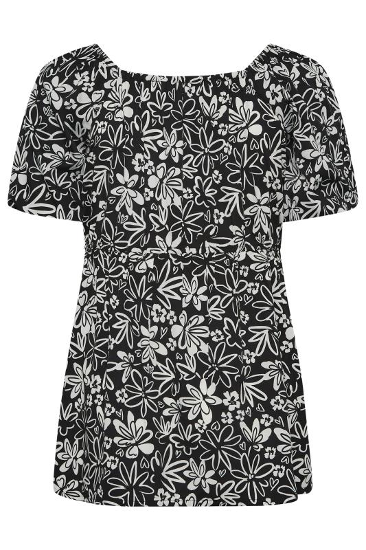 LIMITED COLLECTION Plus Size Black Floral Print Button Through Top | Yours Clothing 8
