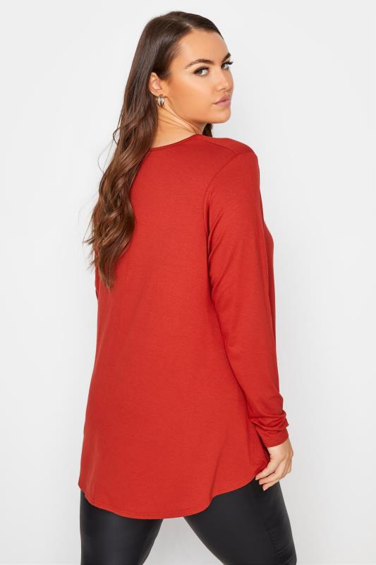 LIMITED COLLECTION Curve Burnt Orange Long Sleeve Swing Top 2