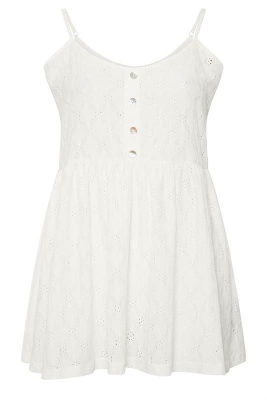YOURS Plus Size White Broderie Anglaise Peplum Top | Yours Clothing 5