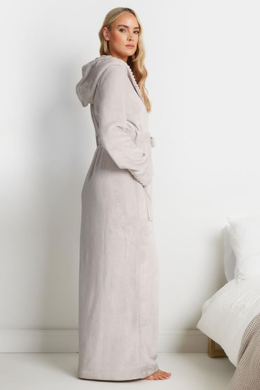 LTS Tall Stone Brown Ribbed Trim Maxi Dressing Gown | Long Tall Sally 3