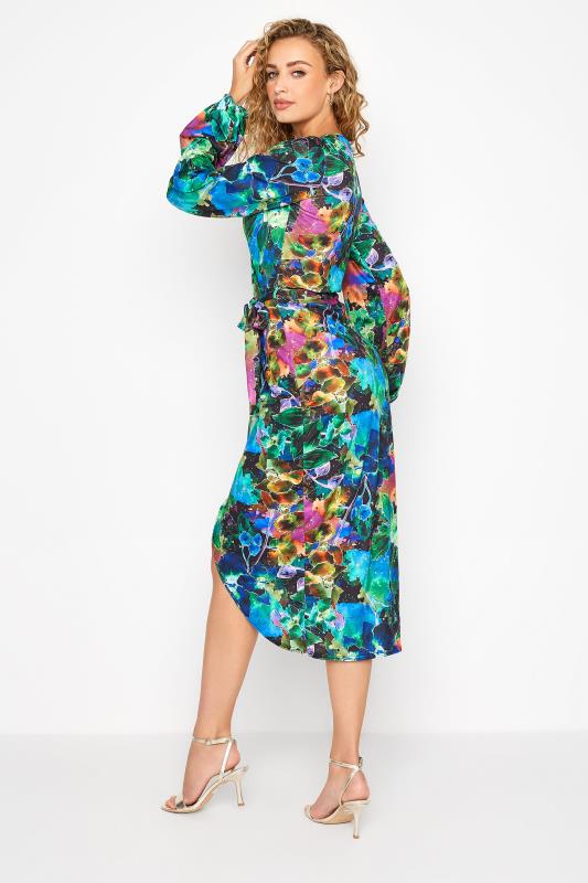 LTS Tall Black & Blue Floral Wrap Dress 3