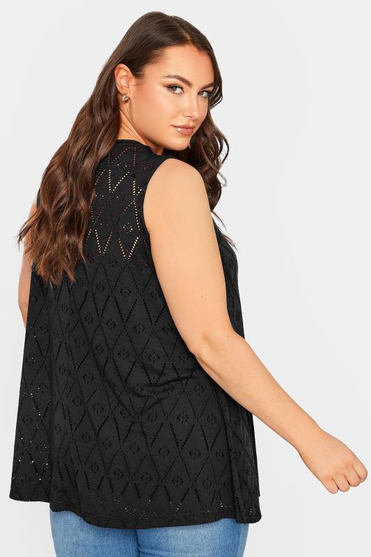 YOURS Curve 2 PACK Plus Size Black Broderie Swing Vest Top | Yours Clothing  4