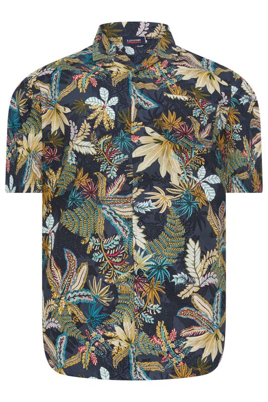  Grande Taille ESPIONAGE Big & Tall Green Jungle Leaf Print Shirt