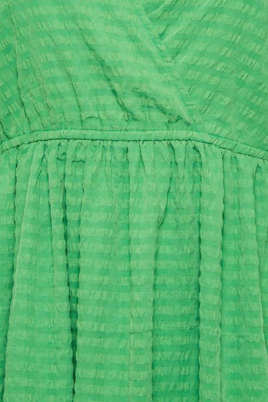 YOURS Curve Plus Size Green Textured Wrap Top | Yours Clothing  5