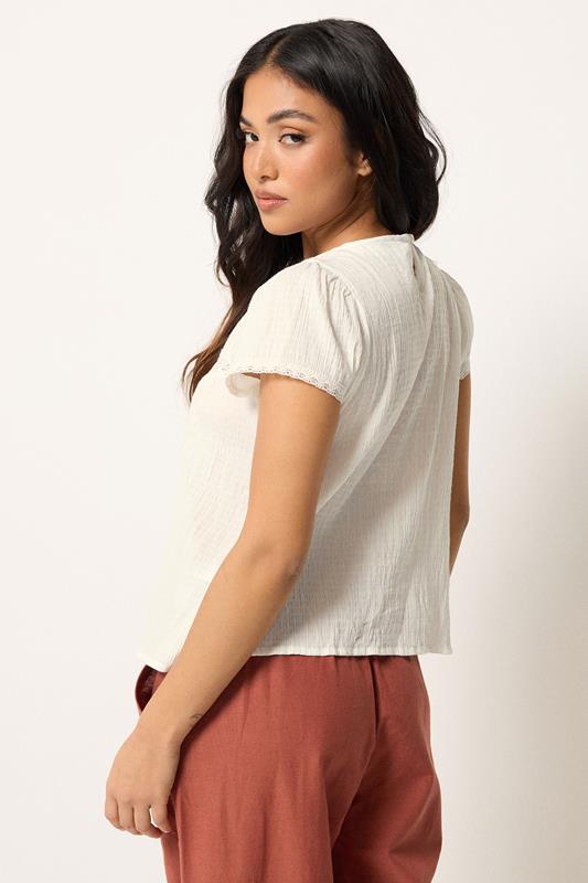 PixieGirl Petite Women's White Crochet Crinkle Top | PixieGirl 5